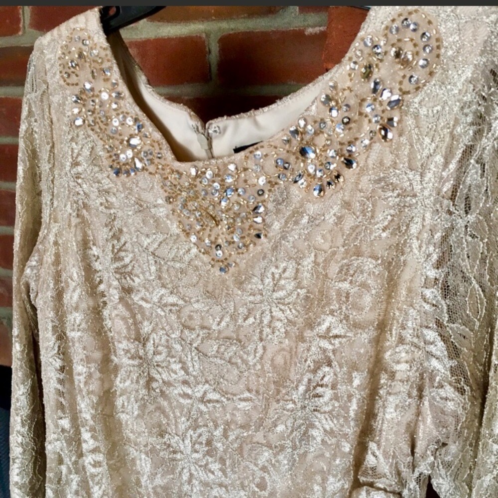 Floor Length Lace and Beaded Gown